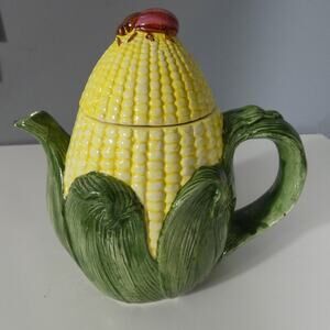 Vintage Ceramic Ear Of Corn Tea Pot Decorative 7 Inches Tall